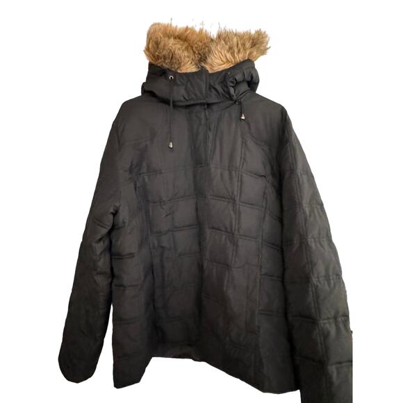 Gap Factory Black Quilted Outerwear Coat Removable Fur Hood XXL - Picture 4 of 9